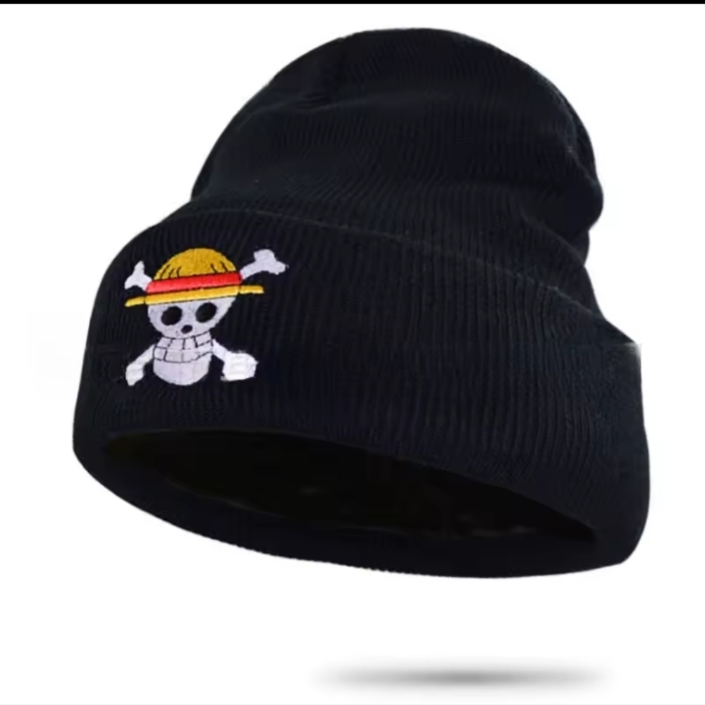 Black Beanie with Skull Embroidery One Piece Anime Pirates